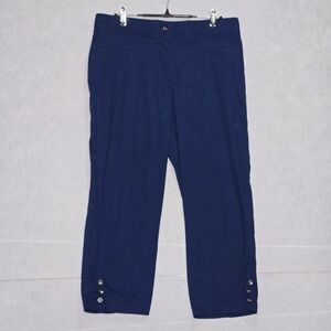Rafaella Sport Navy Capri Pants Womens 8 Classic Fit Cropped Stretch Trousers